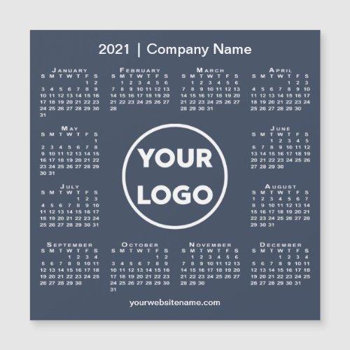 Modern 2021 Calendar with Company Logo Navy Blue