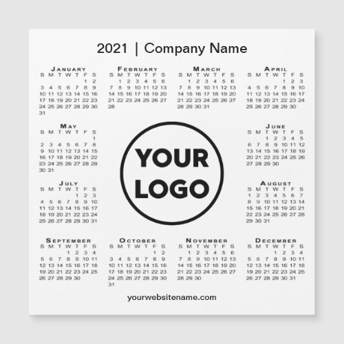 Modern 2021 Calendar with Company Logo White