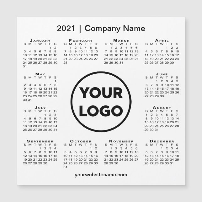 Modern 2021 Calendar with Company Logo White (Front)