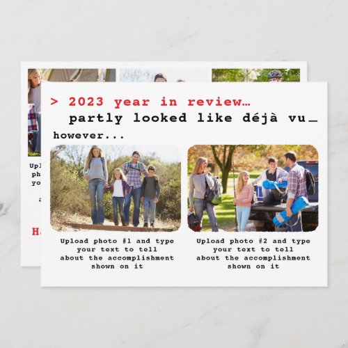 Modern 2021 Year in Review White Family Photo Holiday Card