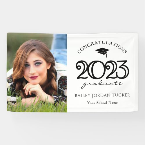 Modern 2022 Black and White Photo Graduation Party Banner