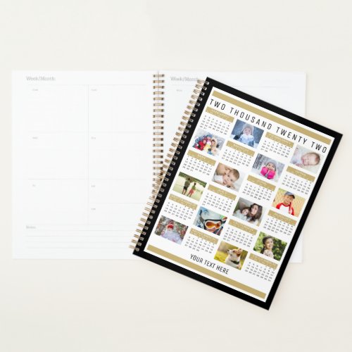 Modern 2022 Calendar 12 Photo Collage Your Color Planner