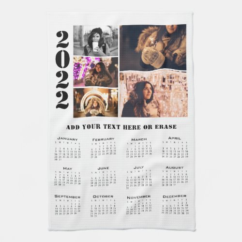 Modern 2022 Calendar 5 Photo Collage Kitchen Towel