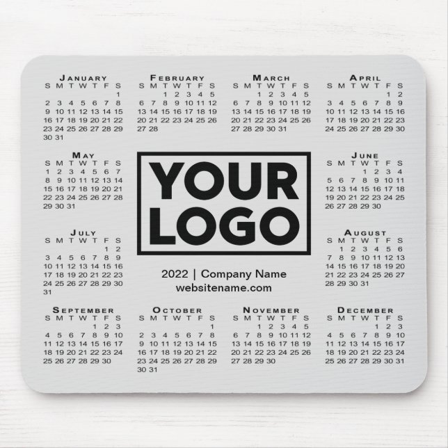 Modern 2022 Calendar Business Company Logo Gray Mouse Pad (Front)