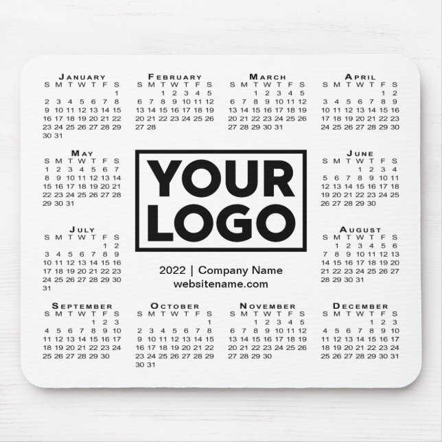 Modern 2022 Calendar Business Company Logo White Mouse Pad (Front)