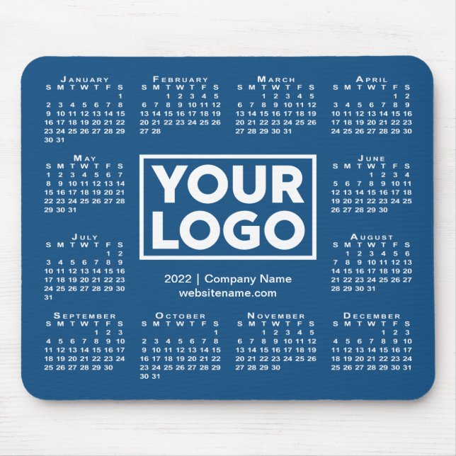 Modern 2022 Calendar Business Logo Blue Mouse Pad (Front)