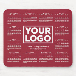 Modern 2022 Calendar Business Logo Burgundy Mouse Pad