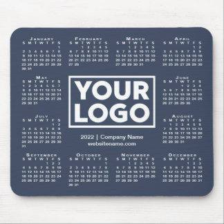 Modern 2022 Calendar Business Logo Navy Blue Mouse Pad
