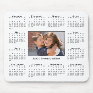 Modern 2022 Calendar Your Photo and Name on White Mouse Pad