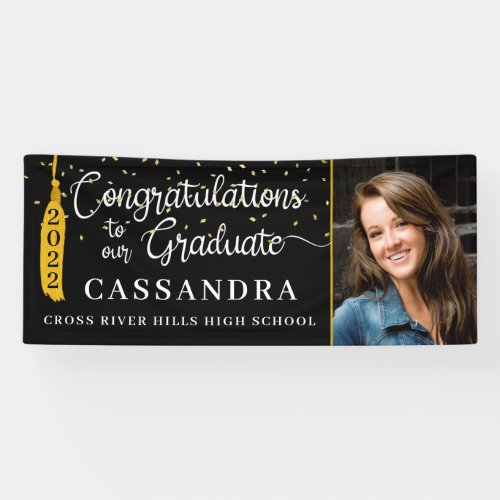 Modern 2022 Congrats Grad Script Tassel Photo Banner