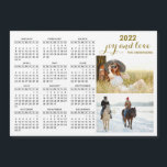 Modern 2022 Magnet Photo Calendar Black White Gold<br><div class="desc">This modern minimalist style 2022 magnetic calendar is easy to customize with personal photos to create a unique keepsake for loved ones. The black and white design with colorful pictures and gold text looks beautiful and clear and is a practical gift idea for Christmas,  New Year,  or any occasion.</div>