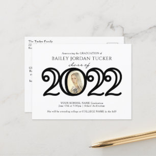 Modern 2022 Photo Graduation Announcement Postcard