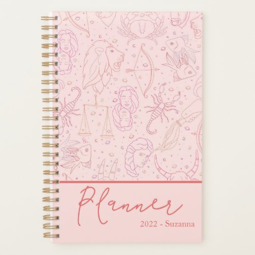 Modern 2022 Script Blush Pink Astrology  Planner