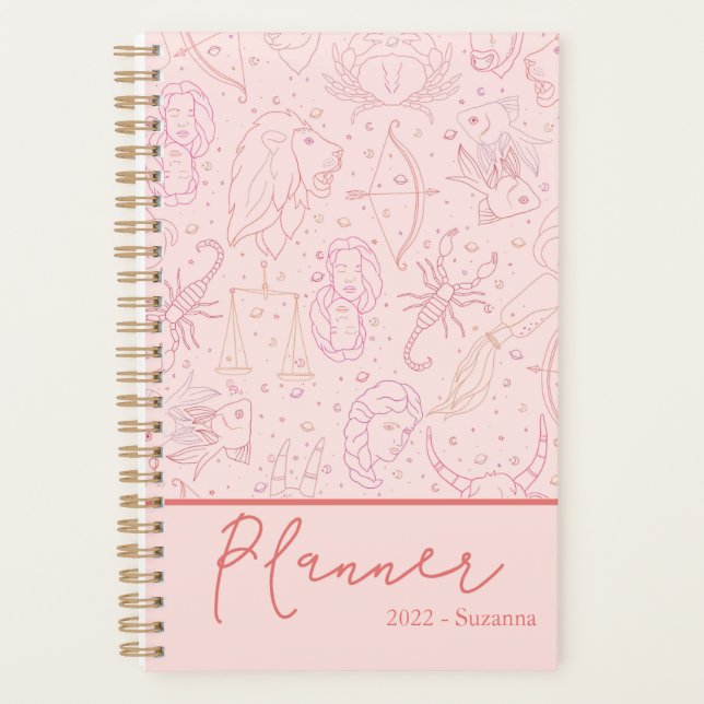 Modern 2022 Script Blush Pink Astrology  Planner (Front)