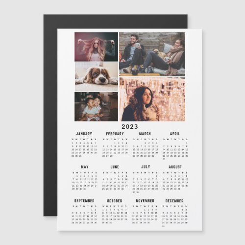 Modern 2023 Calendar 5 Photo Collage Magnet Card