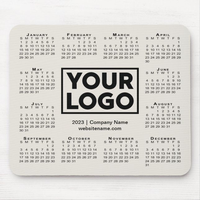 Modern 2023 Calendar Business Company Logo Beige Mouse Pad (Front)