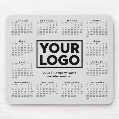 Modern 2023 Calendar Business Company Logo Gray Mouse Pad
