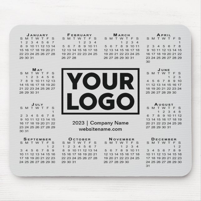 Modern 2023 Calendar Business Company Logo Gray Mouse Pad (Front)