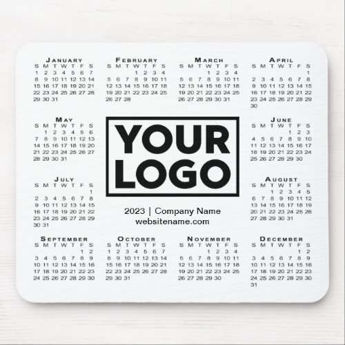 Modern 2023 Calendar Business Company Logo White Mouse Pad