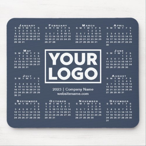 Modern 2023 Calendar Business Logo Navy Blue Mouse Pad