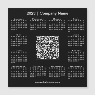 Modern 2023 Calendar Business QR Code Black Magnet