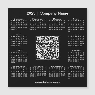 Modern 2023 Calendar Business QR Code Black Magnet