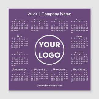 Modern 2023 Calendar Company Logo on Purple Magnet