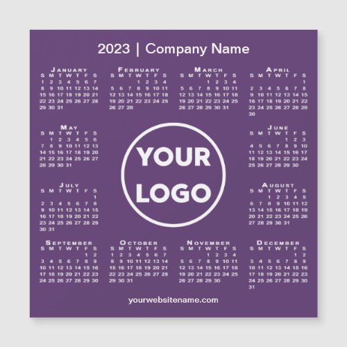 Modern 2023 Calendar Company Logo on Purple Magnet
