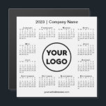 Modern 2023 Calendar Company Logo on White Magnet<br><div class="desc">Create your own modern 2023 calendar magnetic card featuring your company logo, name, and business website or contact info. Replace the sample logo, name, and text with your own in the sidebar. Surrounding your logo is a small black 2023 calendar on a white background. Your logo can be a circle,...</div>