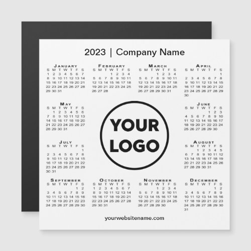 Modern 2023 Calendar Company Logo on White Magnet