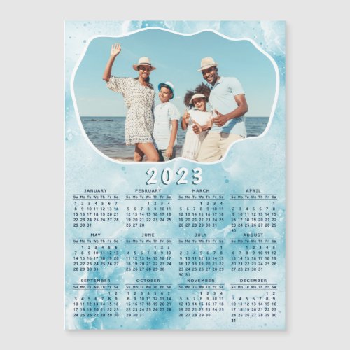 Modern 2023 Calendar Magnet Family Photo Coastal
