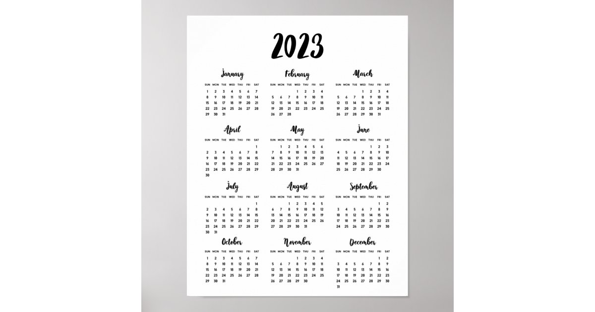 Modern 2023 calendar poster | Zazzle