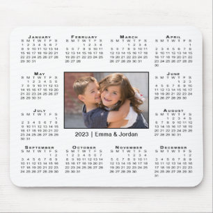Modern 2023 Calendar Your Photo and Name on White Mouse Pad