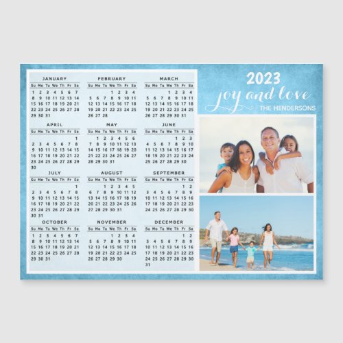 Modern 2023 Fridge Magnetic Calendar Family Photo