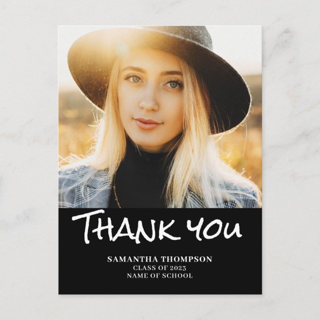 Modern 2023 Graduation Photo Thank You Postcard (Front)