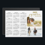 Modern 2023 Magnet Photo Calendar Black White Gold<br><div class="desc">This modern 2023 magnetic calendar in minimalist style is easy to customize with personal photos to create a unique keepsake for your loved ones. The black and white design with colorful pictures and golden text looks stylish and clear. Click "Personalize this template" and upload your photos to get the result...</div>