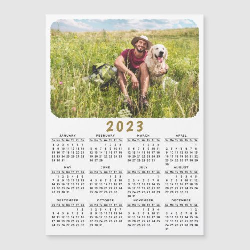 Modern 2023 Magnetic Photo Calendar Black White
