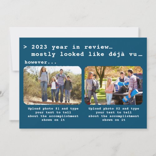 Modern 2023 Year in Review Blue Family Photo Holiday Card