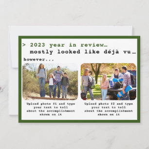 Modern 2023 Year in Review Green Family Photo Holiday Card
