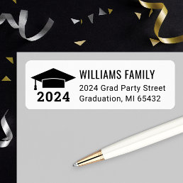 Modern 2024 Black White Graduation Return Address Label