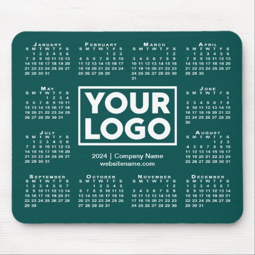 Modern 2024 Calendar Business Logo Blue_Green Mouse Pad