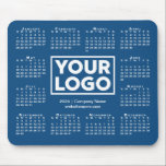 Modern 2024 Calendar Business Logo Blue Mouse Pad<br><div class="desc">Modern 2024 calendar mouse pad features your company logo, name and business website in the middle surrounded by a white 2024 calendar on a blue background. Replace the sample logo, name, and text with your own in the sidebar. Your logo can be any shape. If you want the background color...</div>