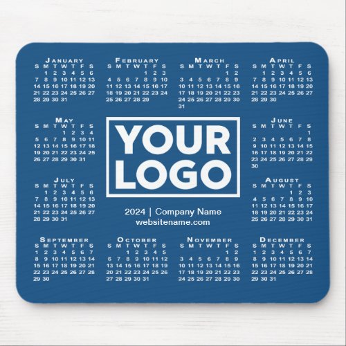 Modern 2024 Calendar Business Logo Blue Mouse Pad