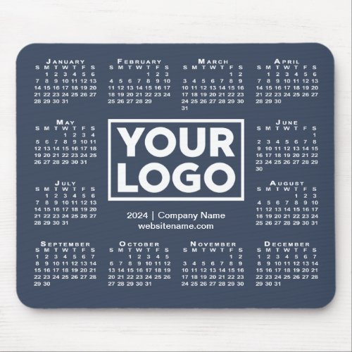 Modern 2024 Calendar Business Logo Navy Blue Mouse Pad