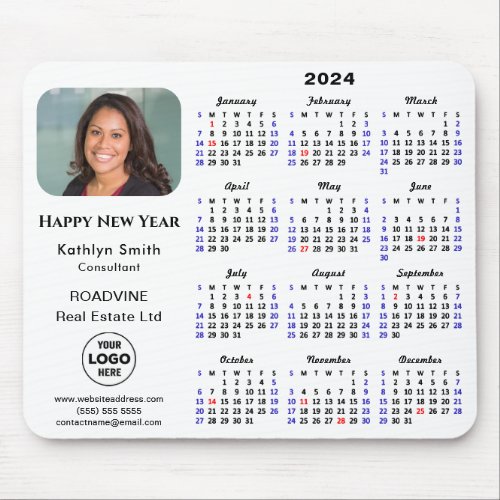 Modern 2024 Calendar Business Logo Photo Simple Mouse Pad