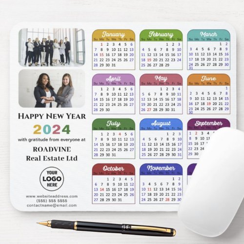 Modern 2024 Calendar Business Photo Logo Colorful Mouse Pad