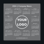 Modern 2024 Calendar Company Logo Dark Gray Magnet<br><div class="desc">Create your own modern 2024 calendar magnetic card featuring your company logo, name, and business website or contact info. Replace the sample logo, name, and text with your own in the sidebar. Surrounding your logo is a small white 2024 calendar on a dark gray background. Your logo can be a...</div>
