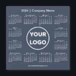 Modern 2024 Calendar Company Logo Navy Blue Magnet<br><div class="desc">Create your own modern 2024 calendar magnetic card featuring your company logo, name, and business website or contact info. Replace the sample logo, name, and text with your own in the sidebar. Surrounding your logo is a small white 2024 calendar on a navy blue background. Your logo can be a...</div>