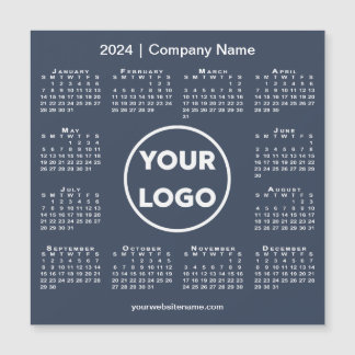 Modern 2024 Calendar Company Logo Navy Blue Magnet