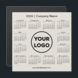 Modern 2024 Calendar Company Logo on Beige Magnet<br><div class="desc">Create your own modern 2024 calendar magnetic card featuring your company logo, name, and business website or contact info. Replace the sample logo, name, and text with your own in the sidebar. Surrounding your logo is a small black 2024 calendar on a neutral beige background. Your logo can be a...</div>